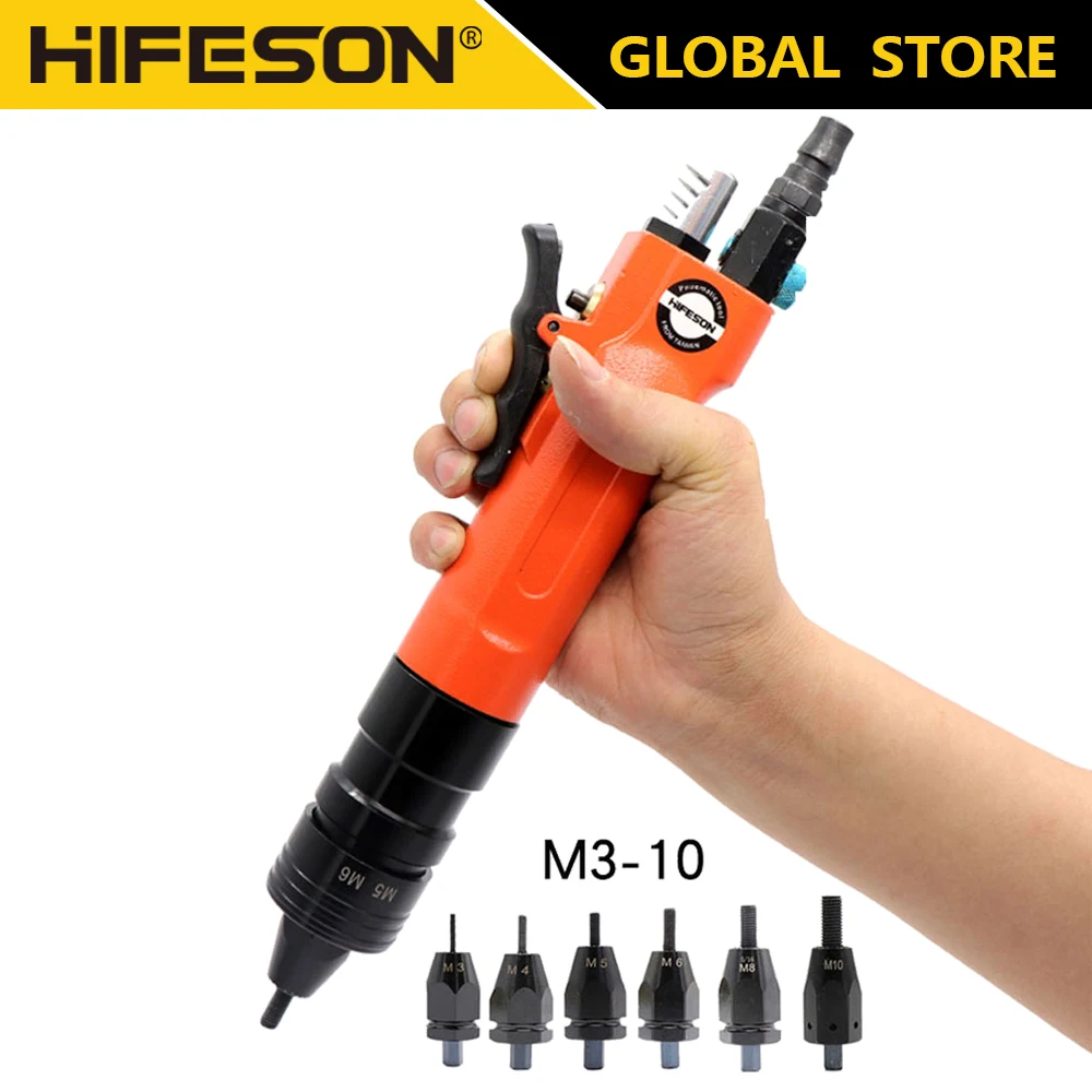 HIFESON Pneumatic Air Rivet Nut Gun Insert Threaded Pull Setter Riveter Rivnut Tool for M3 M4 M5 M6 M8 M10 Lengthen Rivet Head