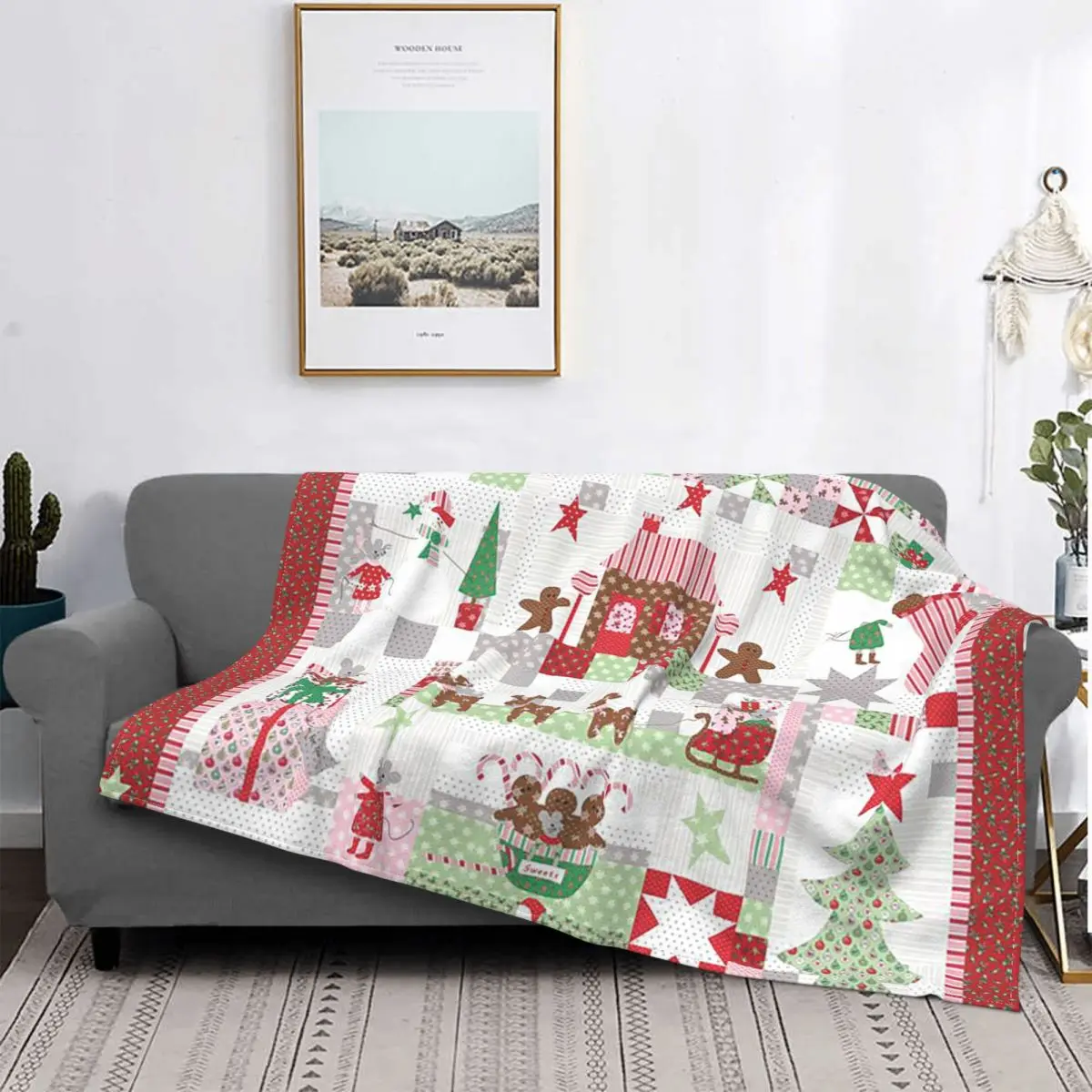 

Веселая фотография, скандинавский геометрический имбирь, новый год, фланелевые винтажные теплые одеяла для дома, осень/зима