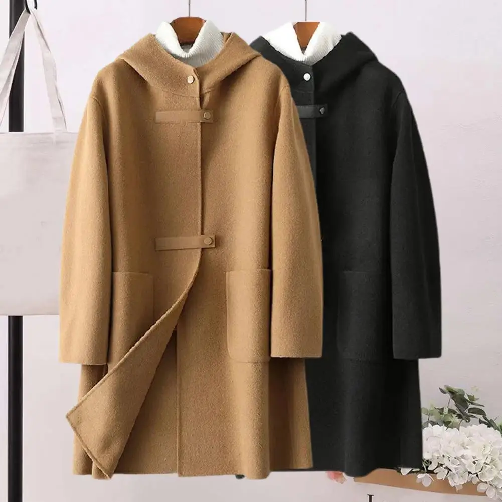 

Trendy Overcoat Double Side Cashmere Wool Oversized Winter Overcoat Single-breasted Elegant Lady Overcoat for Dating