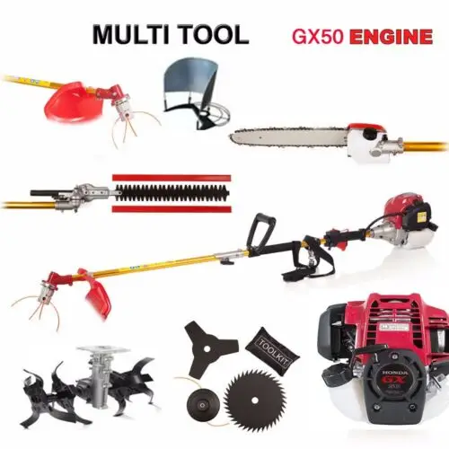 Gx50 brush cutter 9 in 1 lawn mower weed eater hedge trimmer chainsaw cultivator tiller set