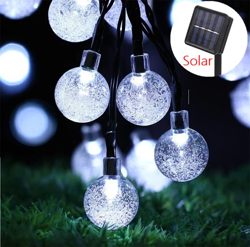 

Solar LED Bubble Lights String Lights Fairy Garden Outdoor Street Garland Waterproof Party Wedding 2023 Holiday Christmas Decors