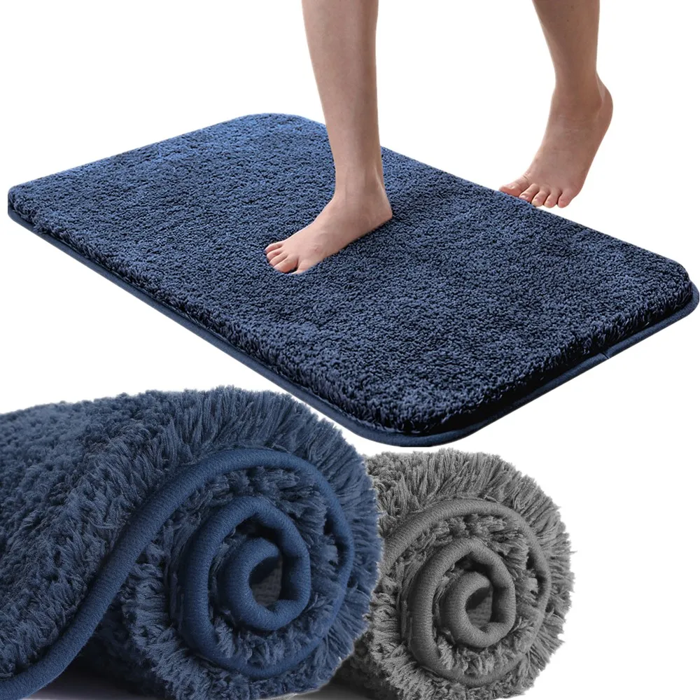 

Microfiber Bathroom Rugs Shaggy Soft and Absorbent Non Slip Thick Plush Machine Washable Bath Mat Bath Rugs for Bathroom Shower