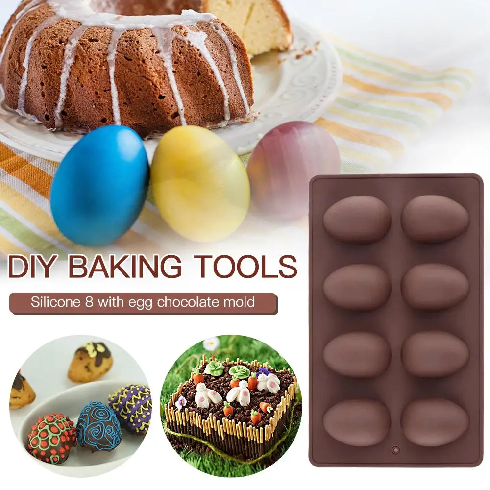 

New Creative 8 Easter Egg Shape Cake Soap Mold Silicone Mould Chocolate Decoration Baking Decorating Tools Easter Mold