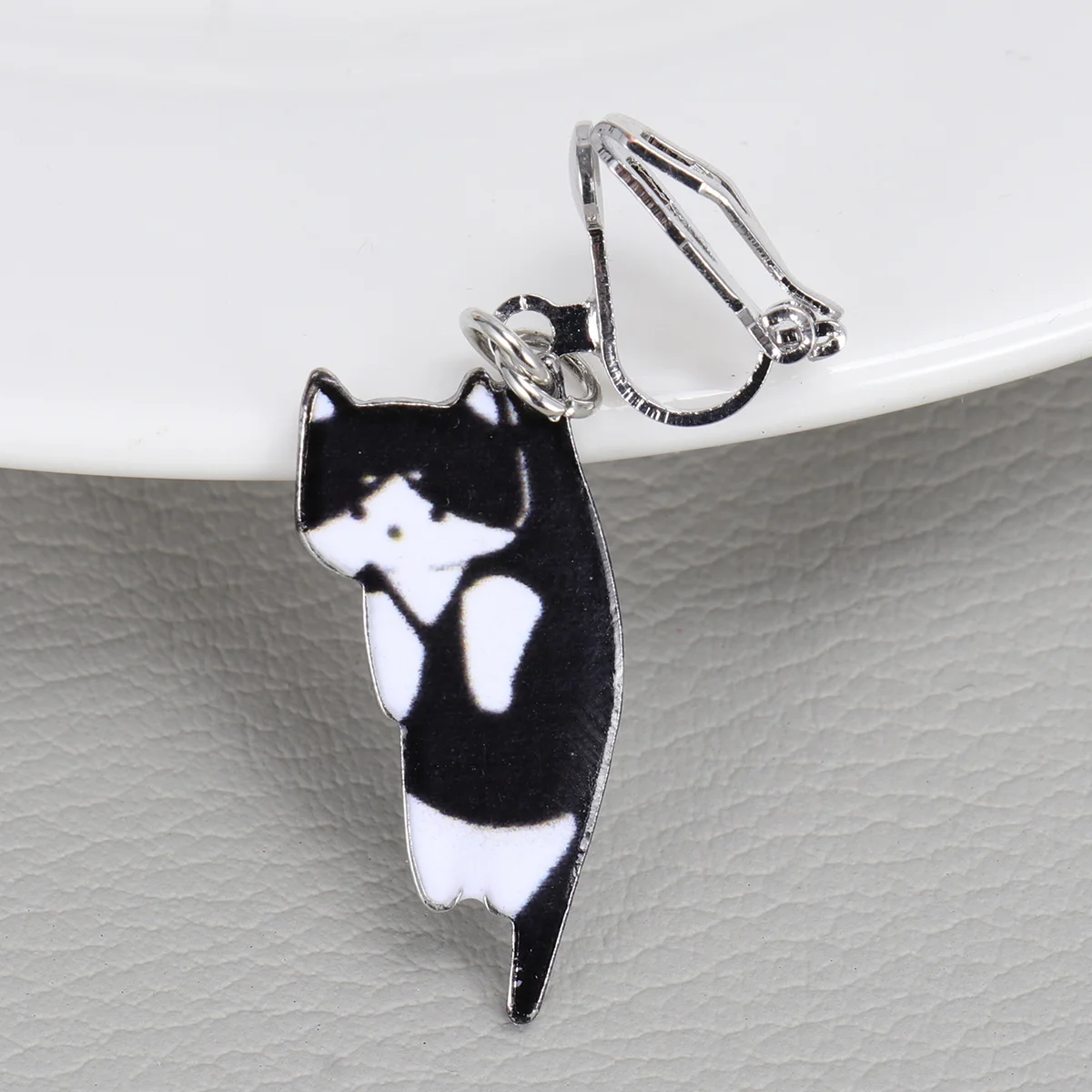 Женские серьги с изображением кота жемчужные капли мультяшные зажимы для