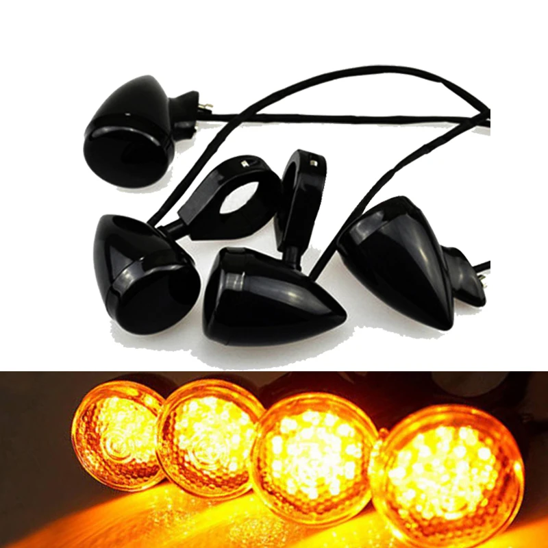 4 шт., передний и задний указатель поворота для мотоцикла, 39 мм/41 мм, аксессуары для мотоциклов, янтарный индикатор указателей поворота для Harley