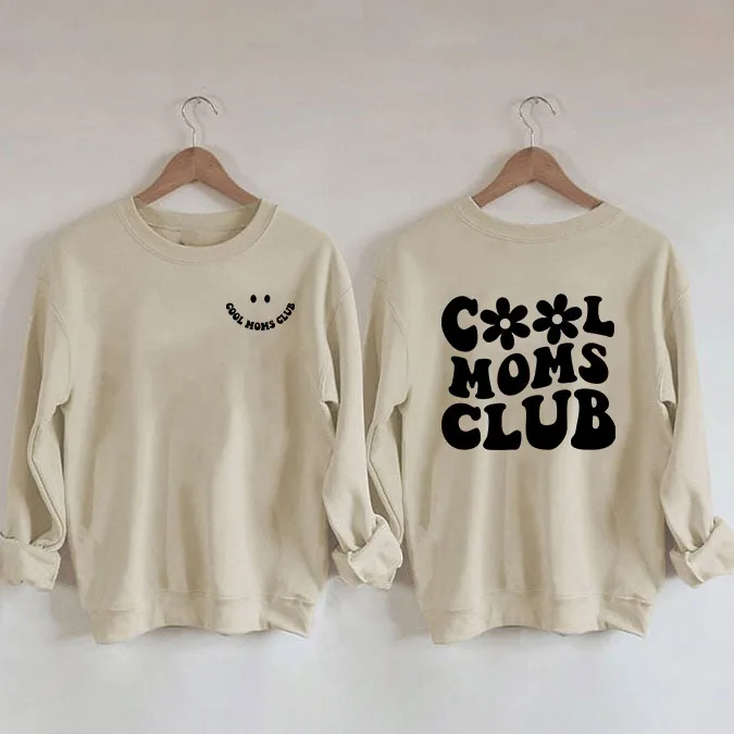 

COOL MOMS CLUB BLACK Print Women's Cotton Female Cute Long Sleeves Sweatshirt