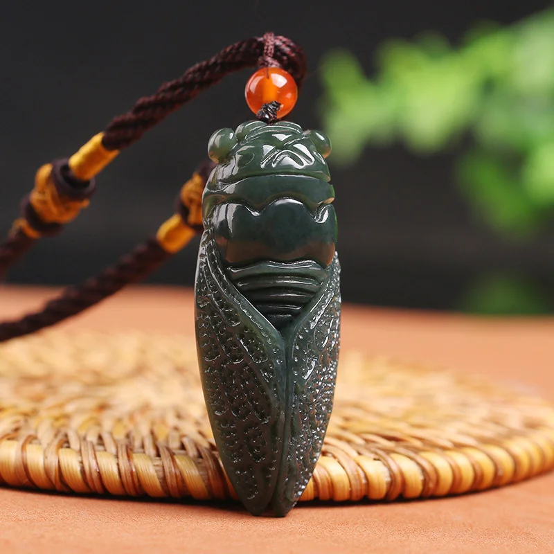 Hot Selling Natural Handcarve Jade Know The Cicada Necklace Pendant Fashion Jewelry Accessories Men Women Luck Gifts |