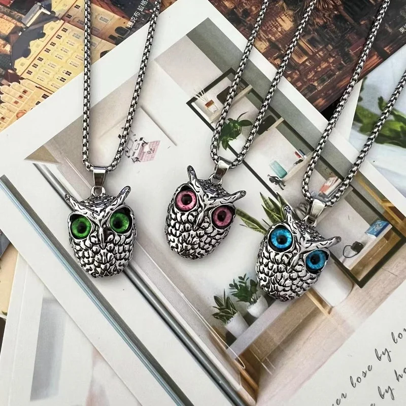 

Vintage Owl Pendant Necklace for Women Choker Girls Pendants Long Chain Sweater Devil's Eye Necklaces Hip Hop Bijoux Jewelry