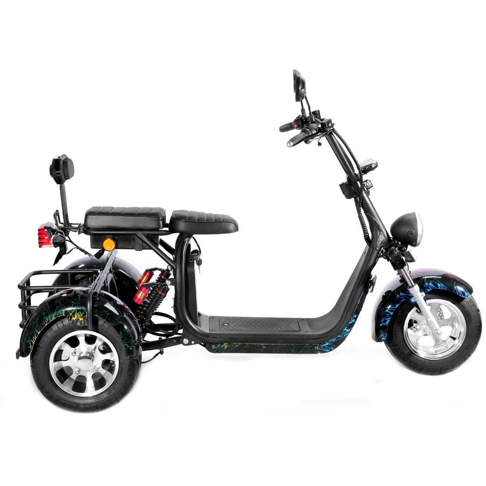 

60V Electro Tricycle 12AH Assisted Scooter One Click Start Brushless Motor Super Load-Bearing Capacity Stable Anti Rollover
