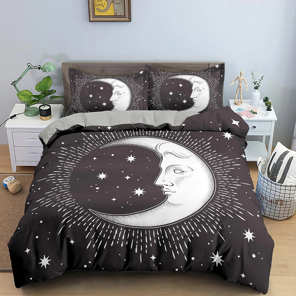 

Divination Theme Duvet Cover Set Polyester Bedding Set Moon Sun Pattern King Queen Twin Size for Boys Girls Teens Constellation