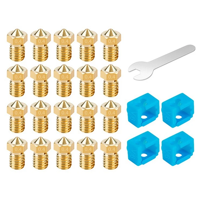 

3D Printer Accessories For 1.75Mm 3D Printer Parts For E3D V6 Brass Nozzle 0.4Mm+Silicone Case+Wrench