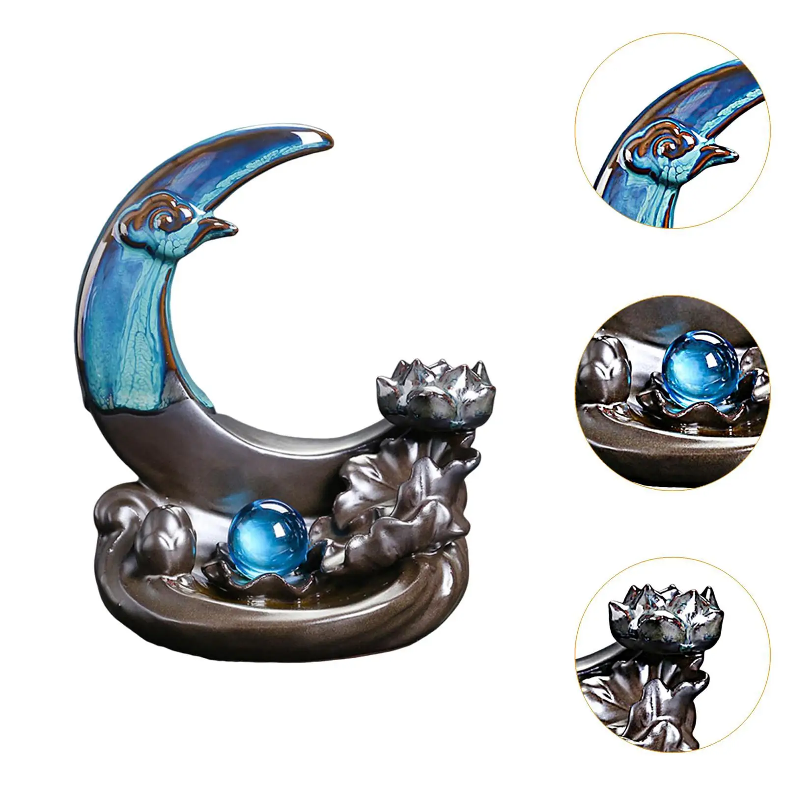 Курильница с обратным потоком Луны керамическая статуя водопад держатель для
