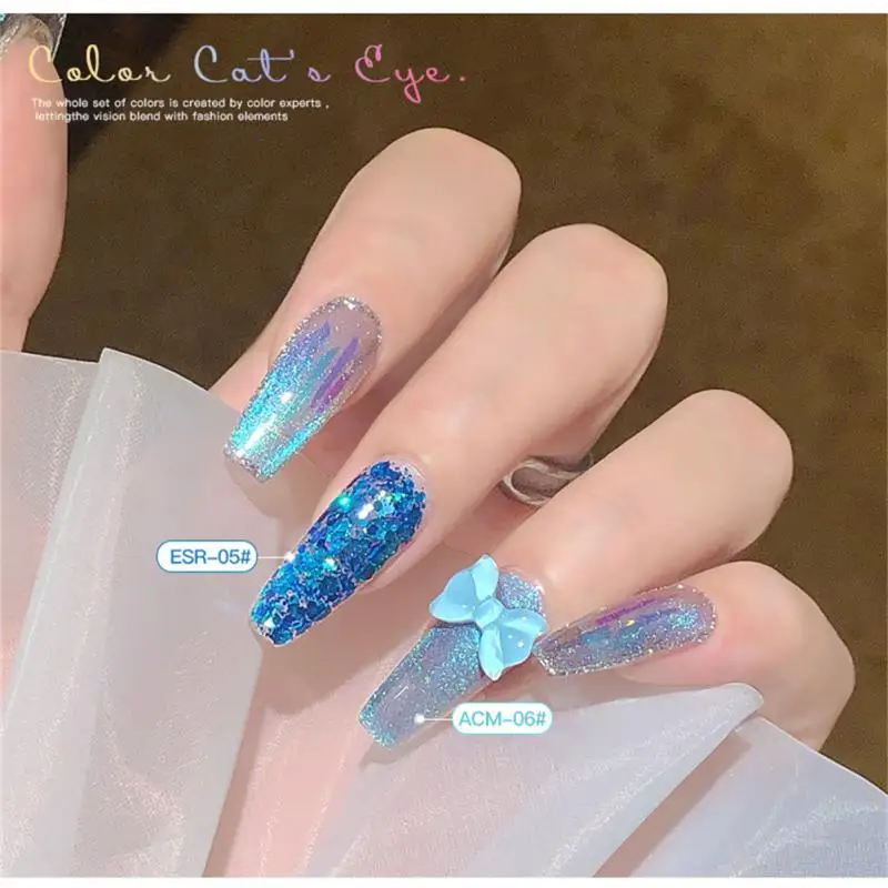1pcs Nail Polish Gel Popular Transparent Color Cat Eye Under Different Angles With Colorful Light Spots Dazzling Effect TSLM1 |