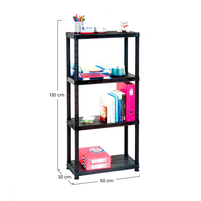Книжный шкаф из смолы с 4 полками 130x60x30 см 100 кг GH91|Подставки для хранения и