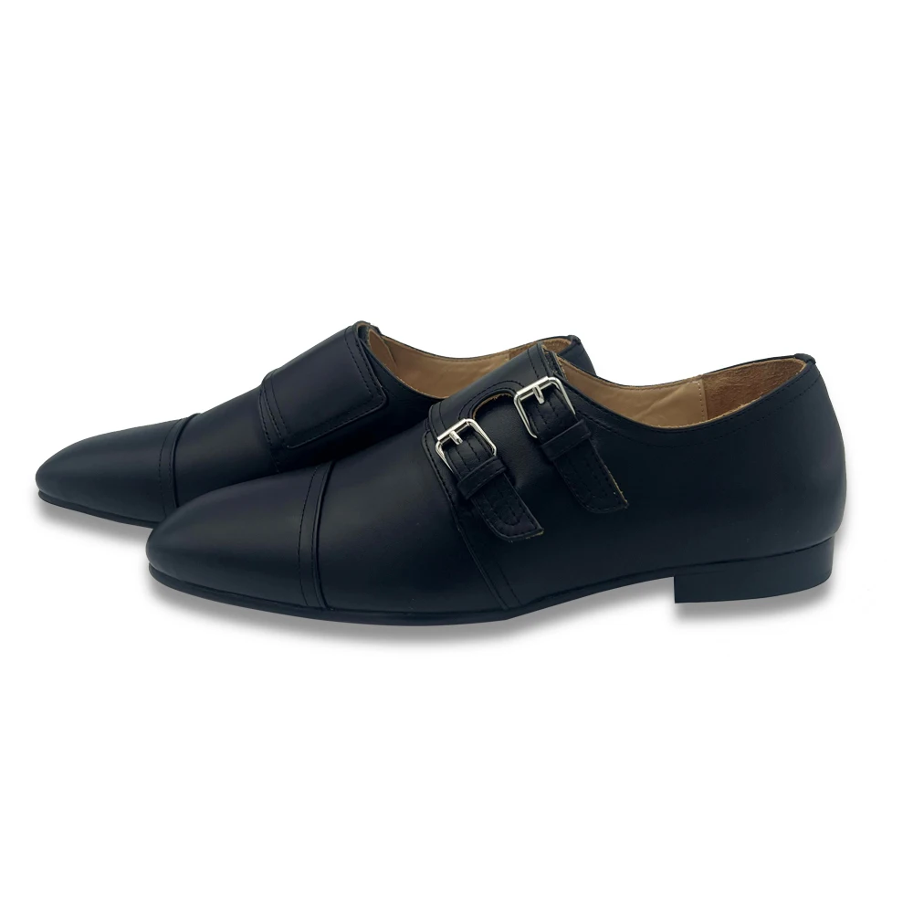 

Classic New Genuine Cow Leather Loafers Men Shoes Double Buckle Monk Strap Red Bottom Casual Business Office Dress Wedding Shoes