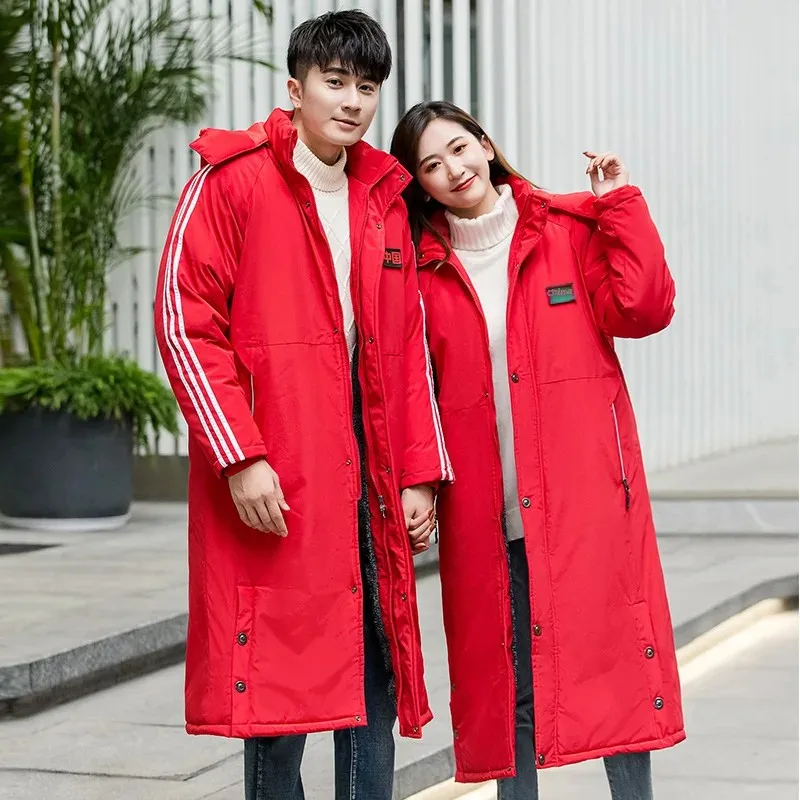 Новое зимнее длинное хлопковое пальто для взрослых и детей теплое повседневная