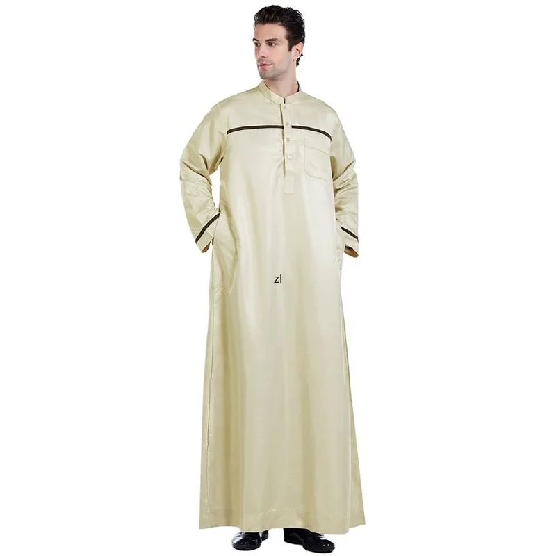 Muslim Abaya for Men Jubba Thobe Middle East Long Robes Kaftan Arab Dubai Adult Long sleeve Islamic Clothing