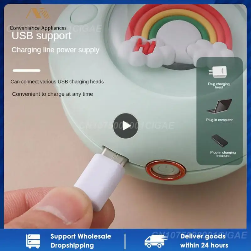 

Cat Claw Lanyard Fan Long Battery Life Turbine Fan Blade Air Cooler Pink 5v Hand-held Leafless Fans Strong Wind Fan