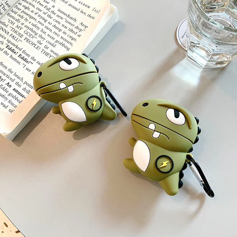 

Individual Cute Green Lightning Tyrannosaurus Rex Bluetooth Headset Cover for Airpods 1 2 Pro Silicone Airpods Case