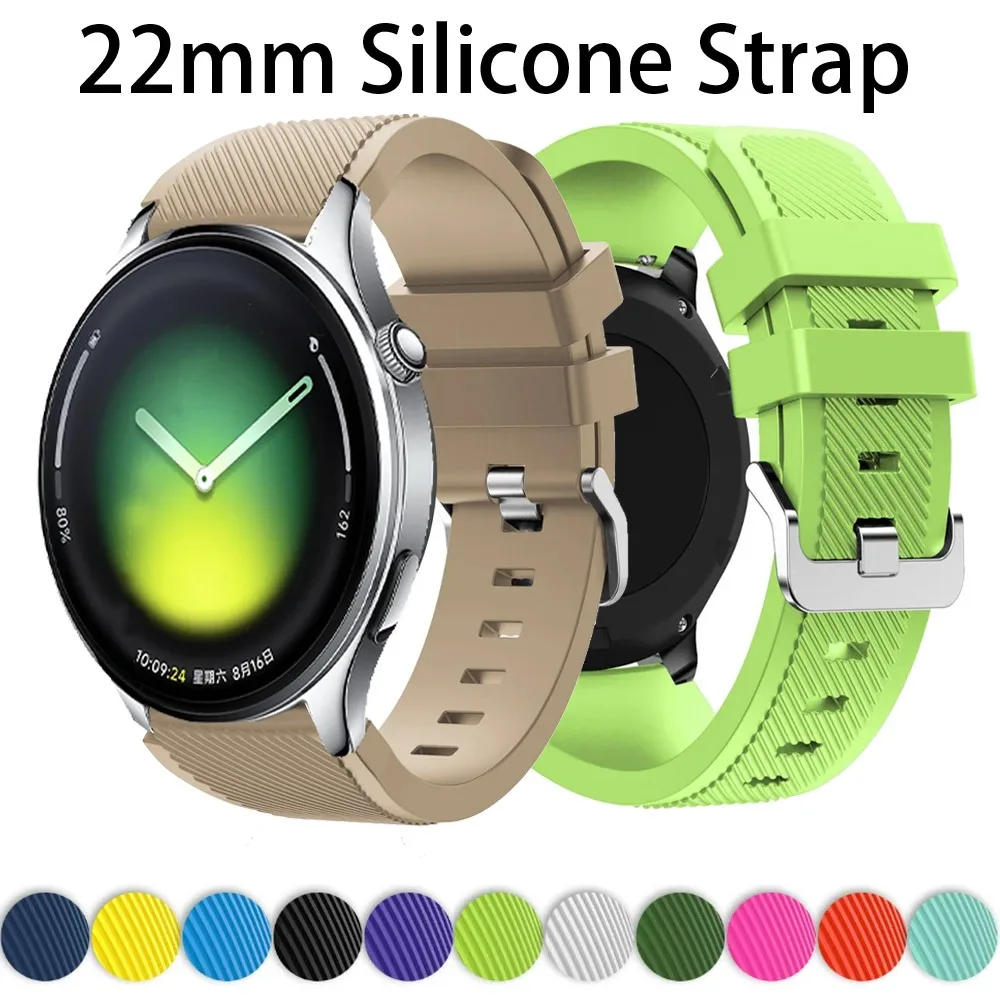 Фото Силиконовый ремешок 22 мм для Xiaomi Watch 5/S4 Sport/2 Pro, удобный браслет для Realme Watch 5/S/3 Pro/OPPO Watch S/X2/4 Pro №2