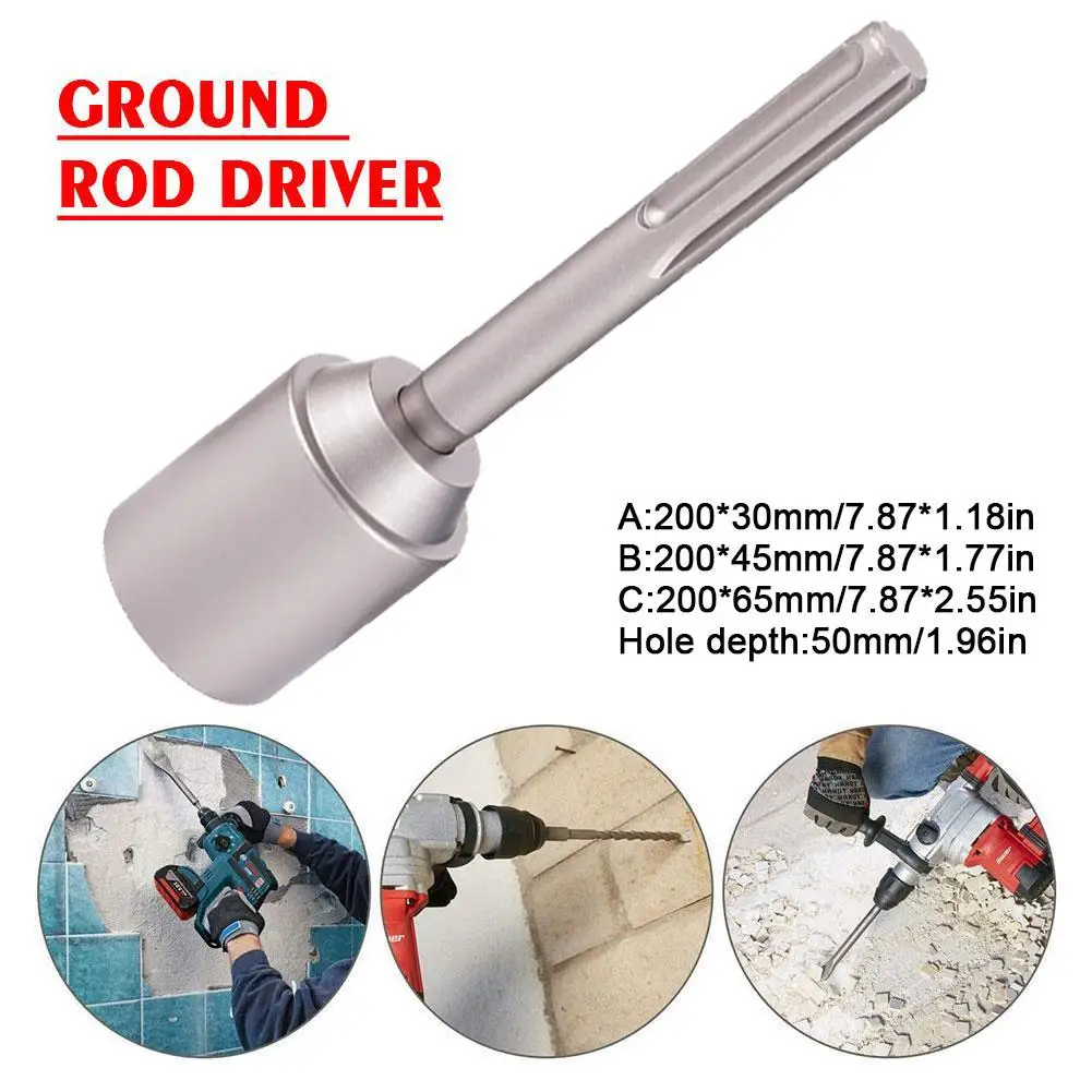

Ground Rod Driver 30/45/65mm Heavy Duty Steel Drill Attachment Bit Rod Socket Bits Driver Wide Compatibility Resistant Wear W5Z0