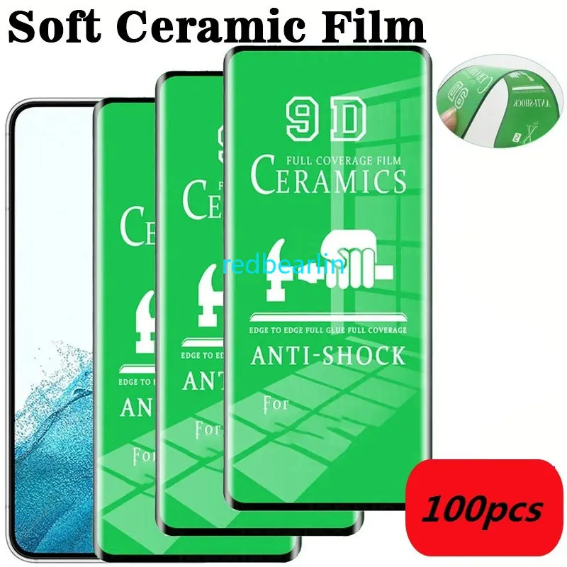 

100Pcs Soft Ceramic Film Matte For Samsung S21 S23 Ultra S22 Plus S20 S10 S9 S8 Note 20 Full Cover Screen Protector Glass