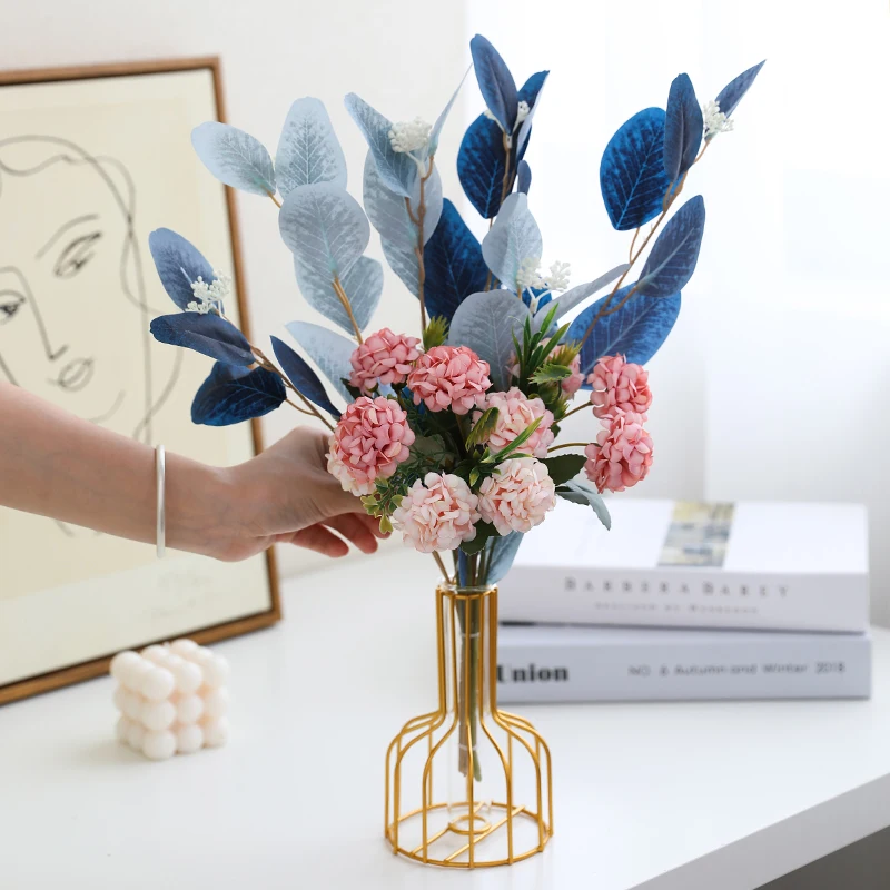 

Simulation bouquet vase fake flower living room decoration ornaments Nordic ins table flower rose Eucalyptus desktop flower arra