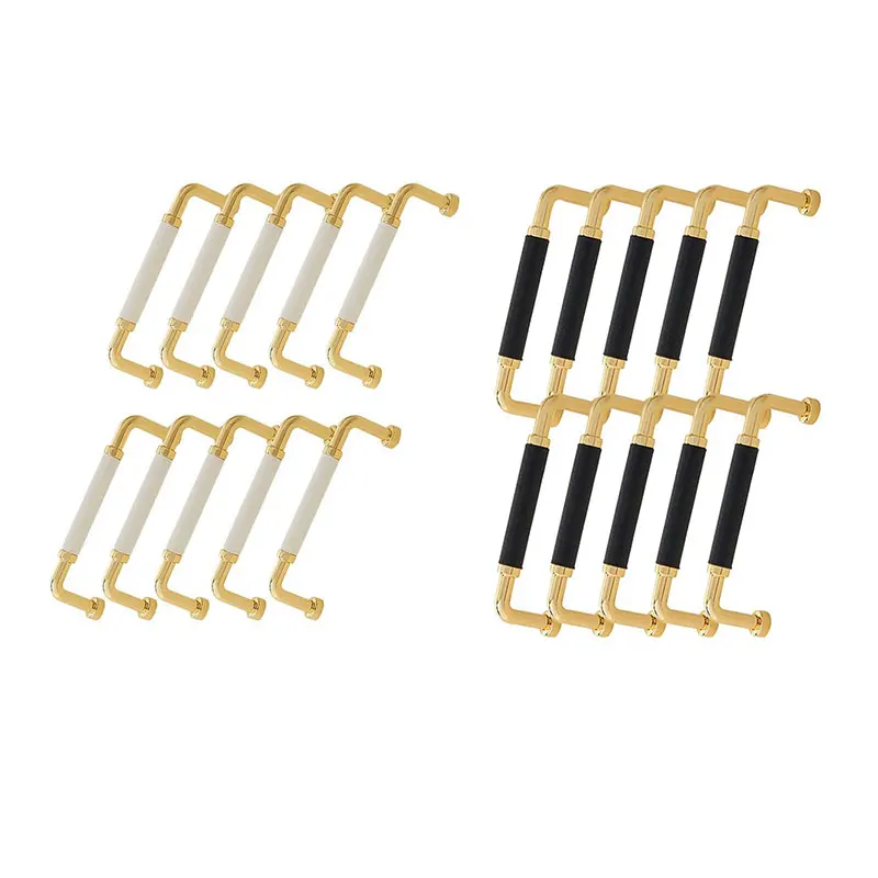 

10Pcs Cabinet Handle Leather Metal Drawers Knobs for Kitchen Cupboard Bedroom Furniture Door (with Screws)