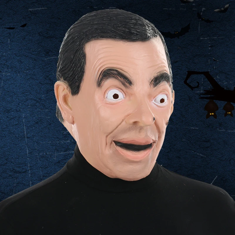 

Adult Latex Funny Full Face Mask Star Figure Mr Bean Halloween Party Imitation Show Wedding Cool Ornament