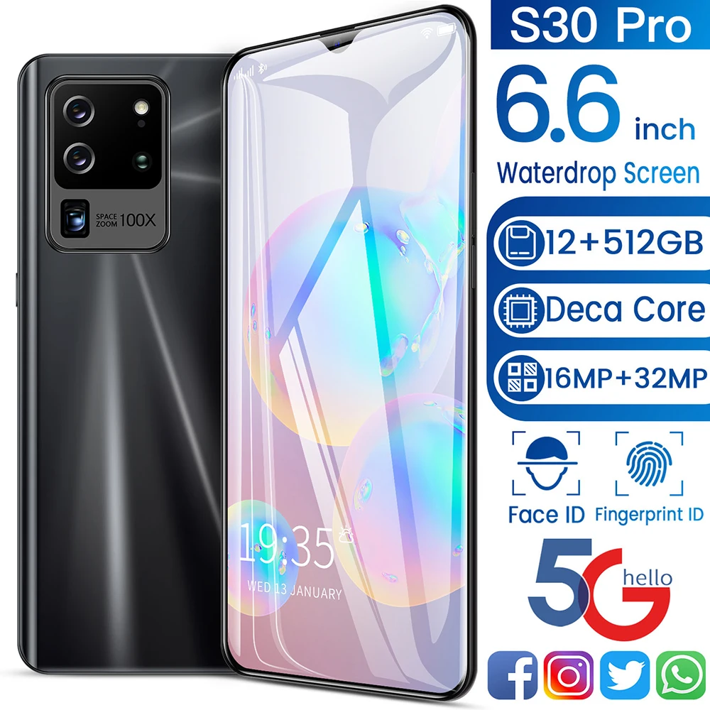 

Смартфон S30 Pro, 6,6 дюйма, 12 Гб, 512 ГБ, 5000 мАч