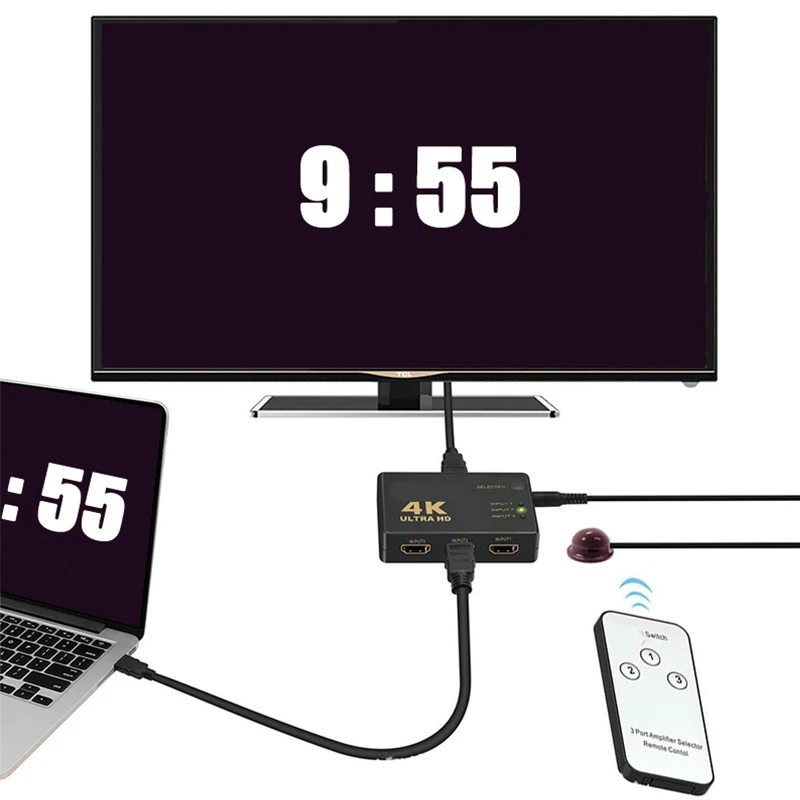 3 в 1 Выход HDMI-совместимый переключатель-разветвитель адаптер 1080P 4Kx2K UHD Порт селектор 3x1 с пультом ДУ для PS4 DVD HDTV на.