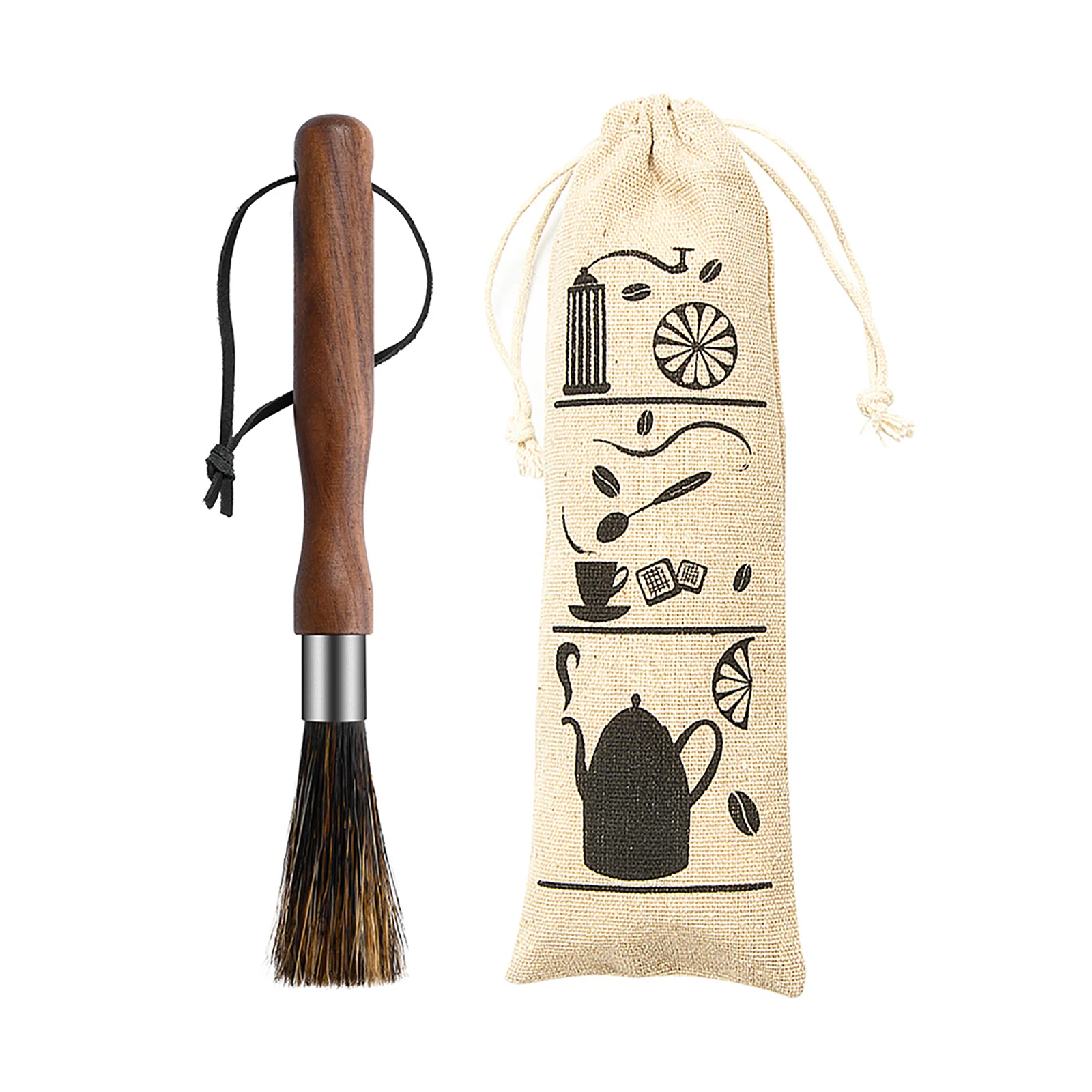 

Кофемолка, чистящая щетка, инструмент для приготовления эспрессо/машины, с сумкой для хранения для бариста, домашняя кухня, натуральная дер...