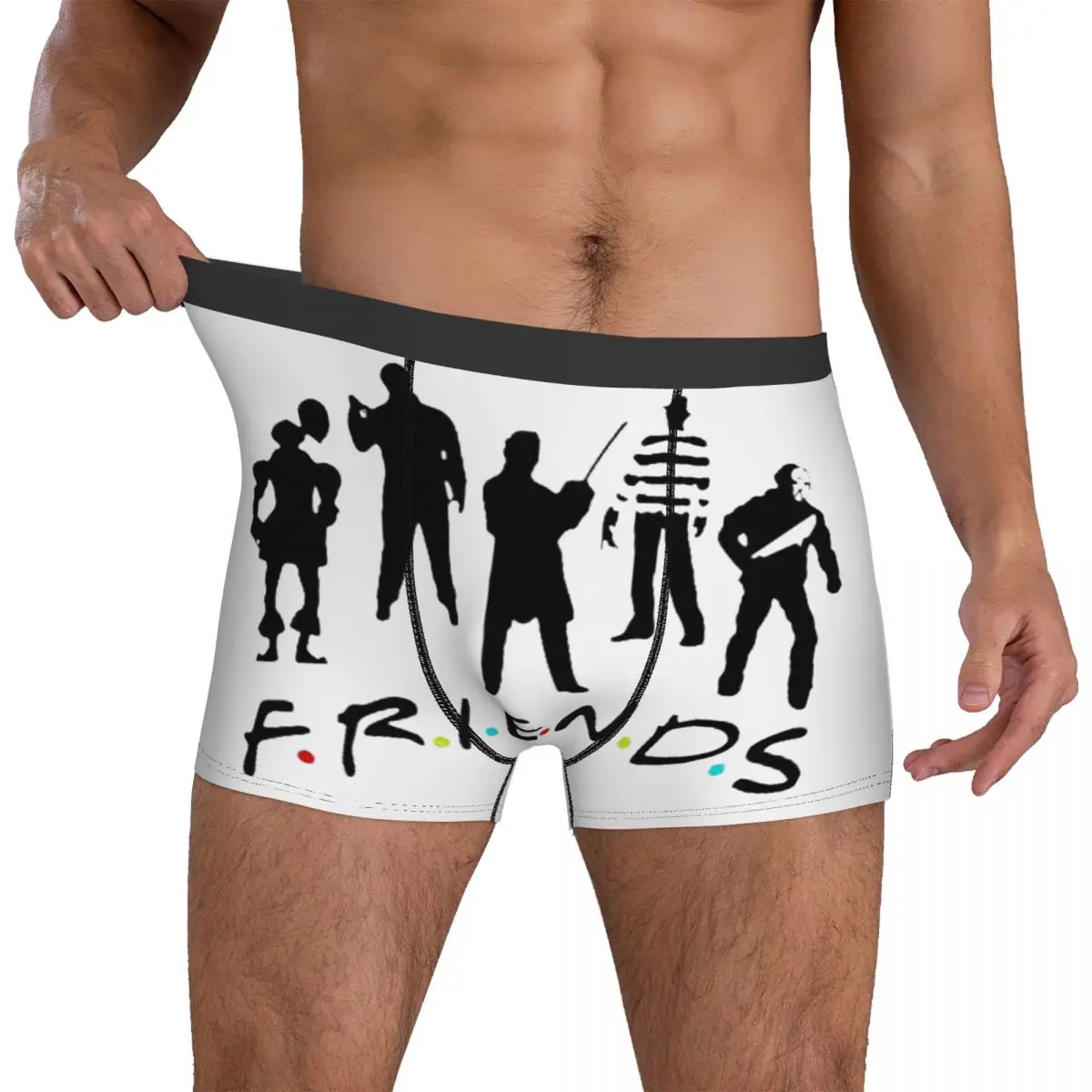 

Friends Halloween Underwear horror movie Funny Underpants Custom Boxer Brief 3D Pouch Males Large Size Trunk