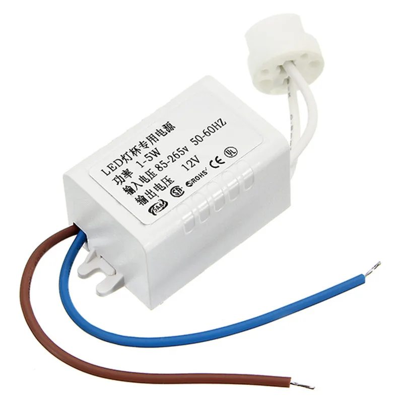 

LED High Power Electronic Transformer Spotlight Adapter 85-265V to 12V Lamp Cup MR16 G4 1-5W LED Driver Power Supply Dedicated