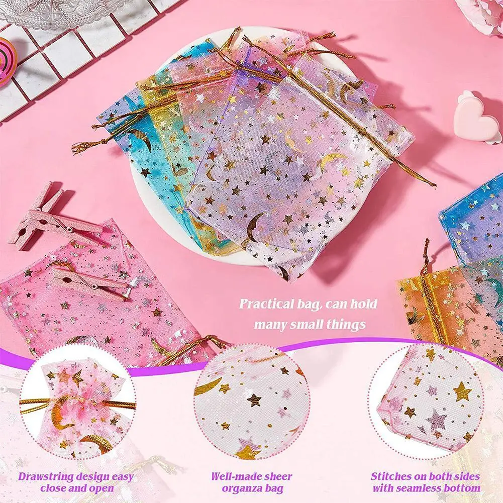 

50Pcs Drawstring Organza Bag Christmas Wedding Party Decoration Gift Bags Jewelry Packaging Bags Tulle Candy Pouches 7*9cm