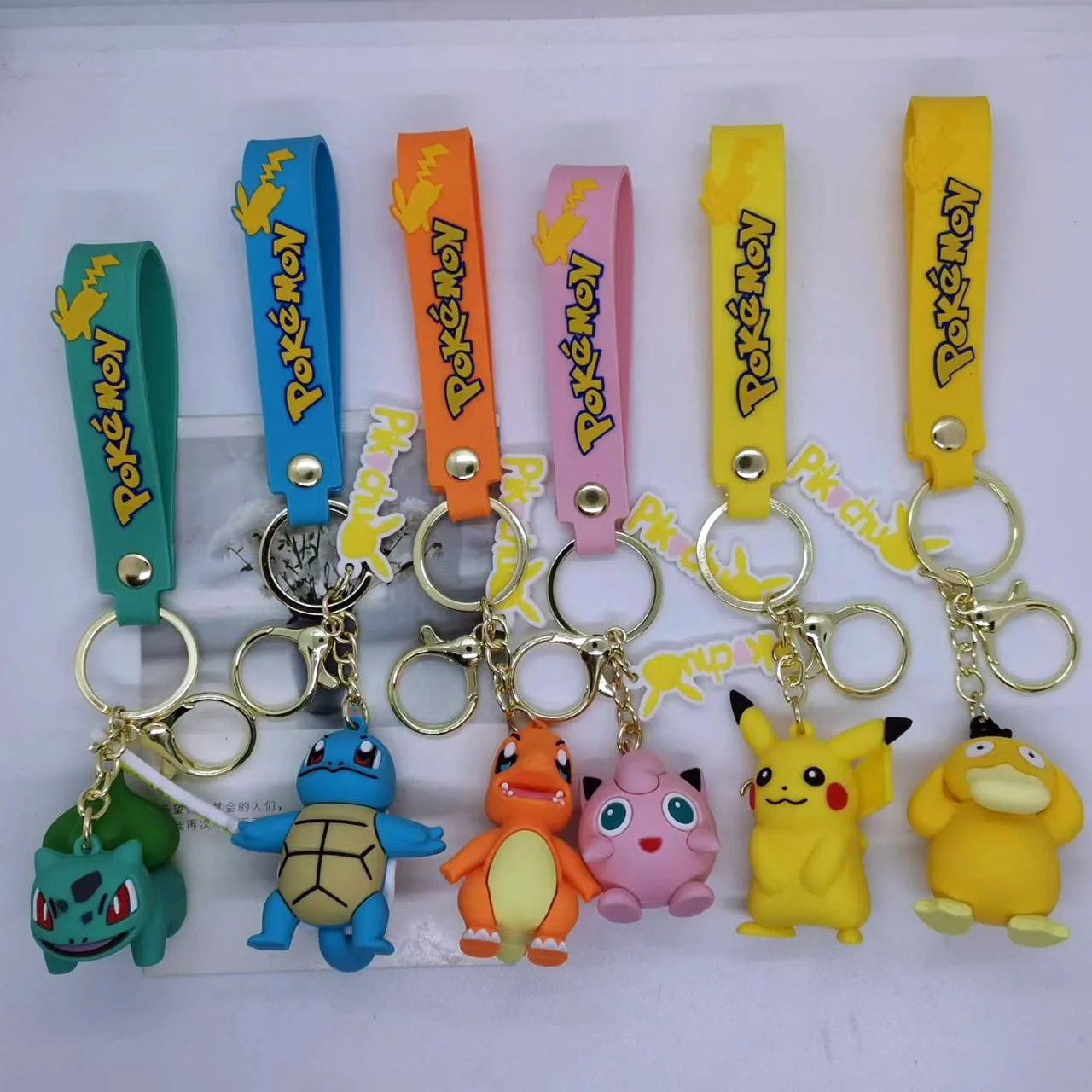 

Cartoon Pikachu Squirtle Series Doll Keychain Pendant Bag Car Pokemon Key Chain Accessories