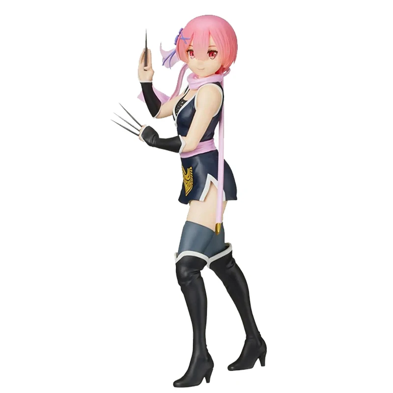 

Genuine 22CM Anime Figure Rem Re:Life In A Different World Ram PInk Female Ninja Stand Model Doll Toy Gift Collect Boxed PVC
