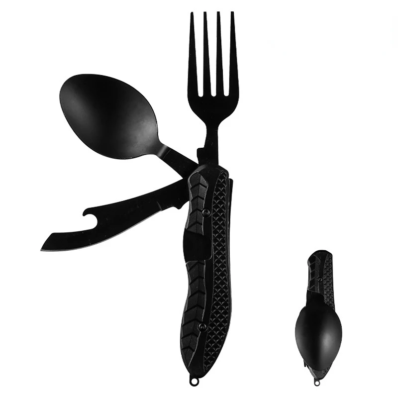 

Folding Camping Cutlery Multi-function Portable Tableware Fork Spoon Bottle Opener Outdoor Cutlery Eating Flatware Tableware