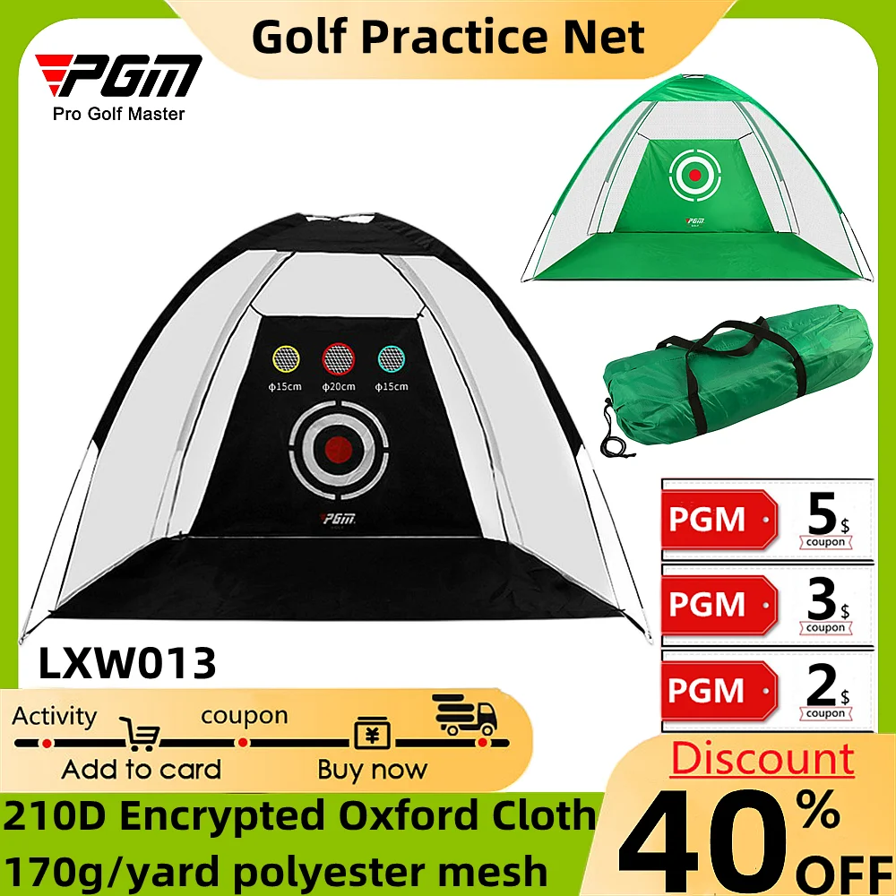 

PGM Golf Practice Net 2M/3M Indoor Fuqie Rod Swing Practice Beginners Playing Train Equipment Golf Tent Practice Net Strike Cage