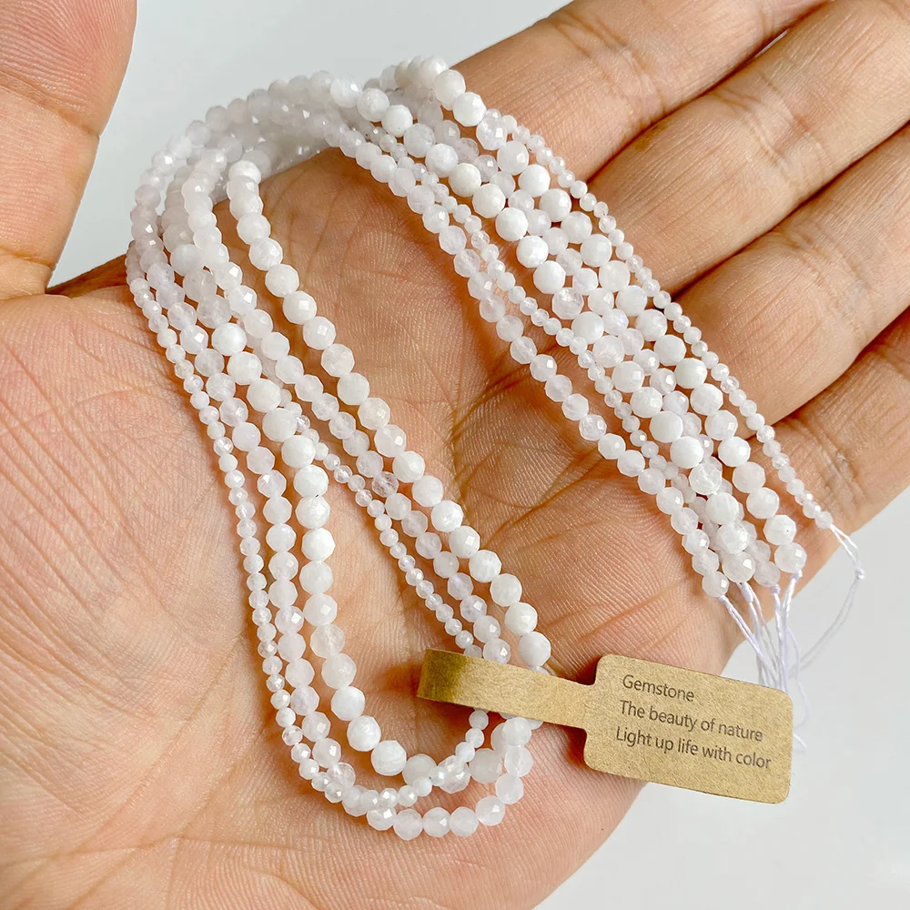 Натуральный черный обсидиановый камень 2/3/4 мм граненый круглый лабрадорит