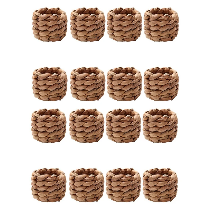 

16Pcs Country Style Water Woven Napkin Ring, Hand-Woven Straw Napkin Ring, Farmhouse Natural Napkin Buckle