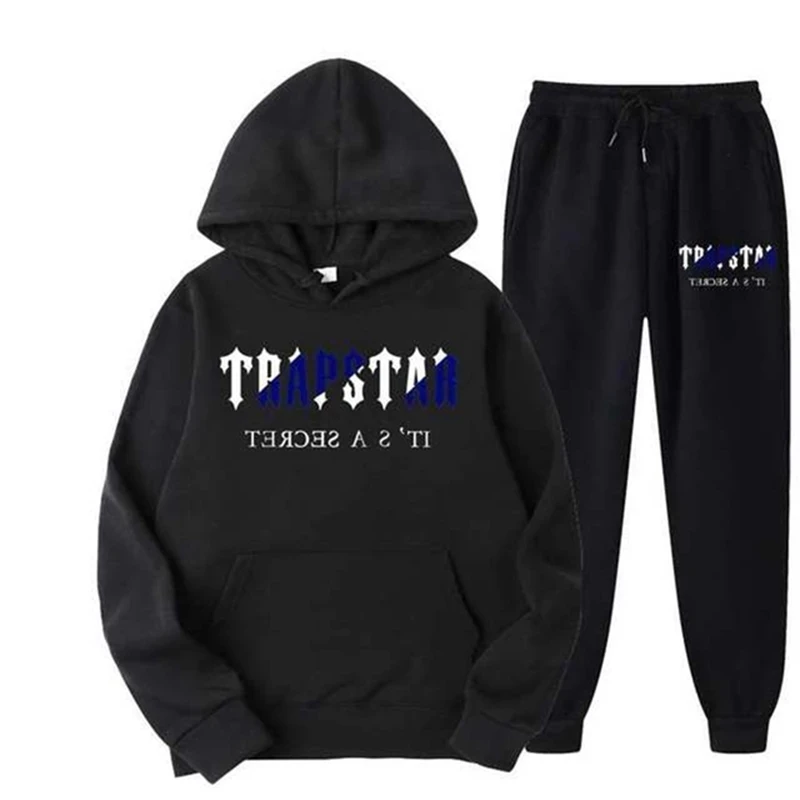 

New Tracksuit Men/Women TRAPSTAR Printed Sportswear 15 Colors Warm Loose Hoodie Sweatshirt +Jogger Pants Two Pieces Set Set