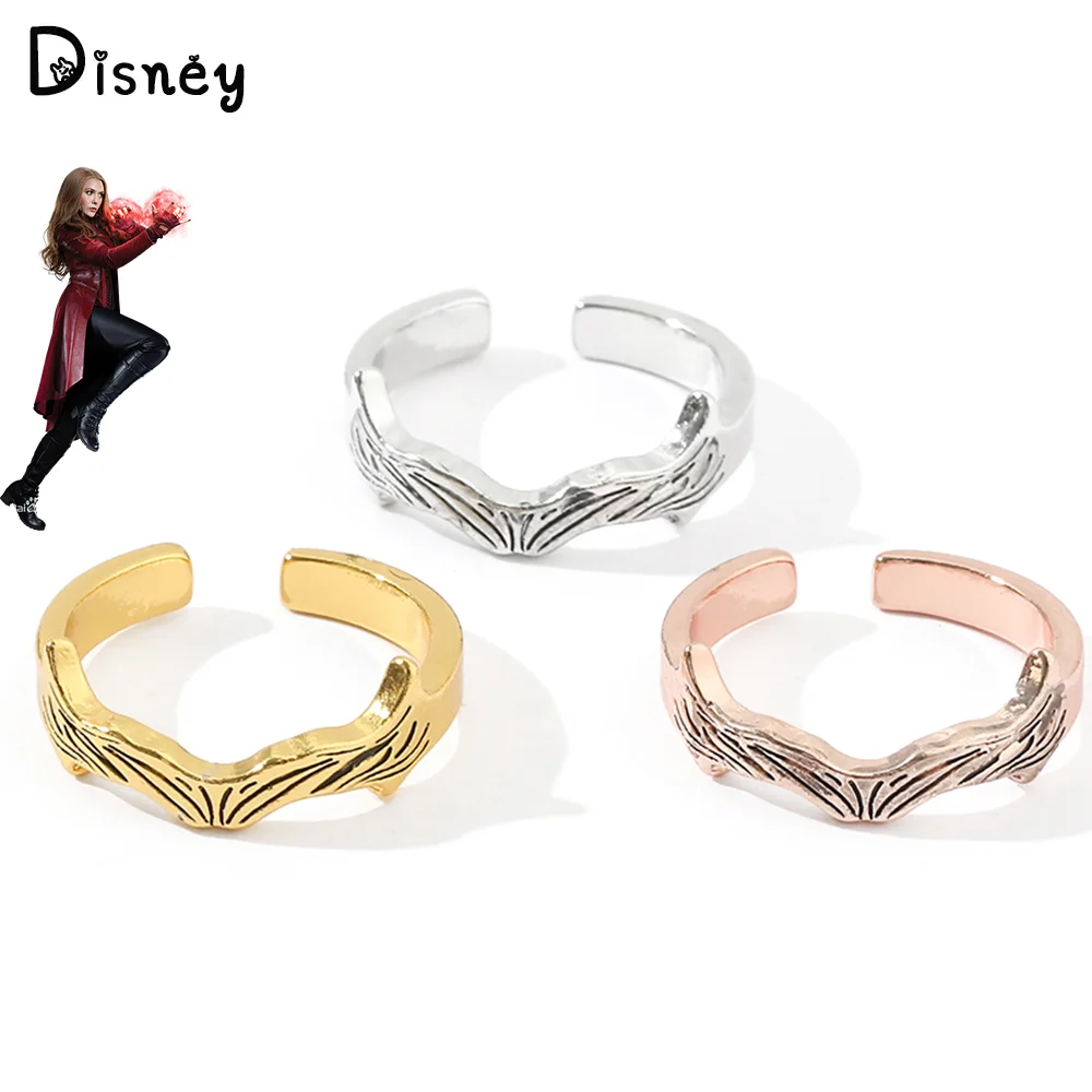 

Marvel Superhero The Avengers Scarlet Witch Ring Wanda Metal Open Adjustable Rings for Women Fashion Simple Jewelry