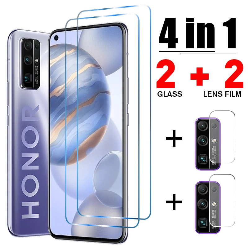 

4in1 Tempered Glass for Honor 30 20 Pro Camera Lens Screen Protector for Huawei Honor 10 20 Lite 10i 30i 9 30S 20e 20i Glass