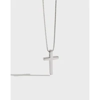 d1146 korean edition s925 sterling silver necklace simple and versatile cross womens necklace silver chain ornament