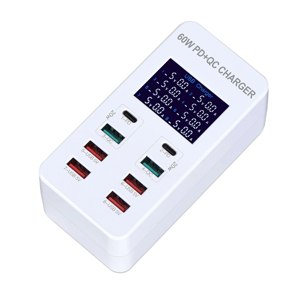 

Зарядное устройство AIXXCO с 8 USB-портами, 50/60 Вт