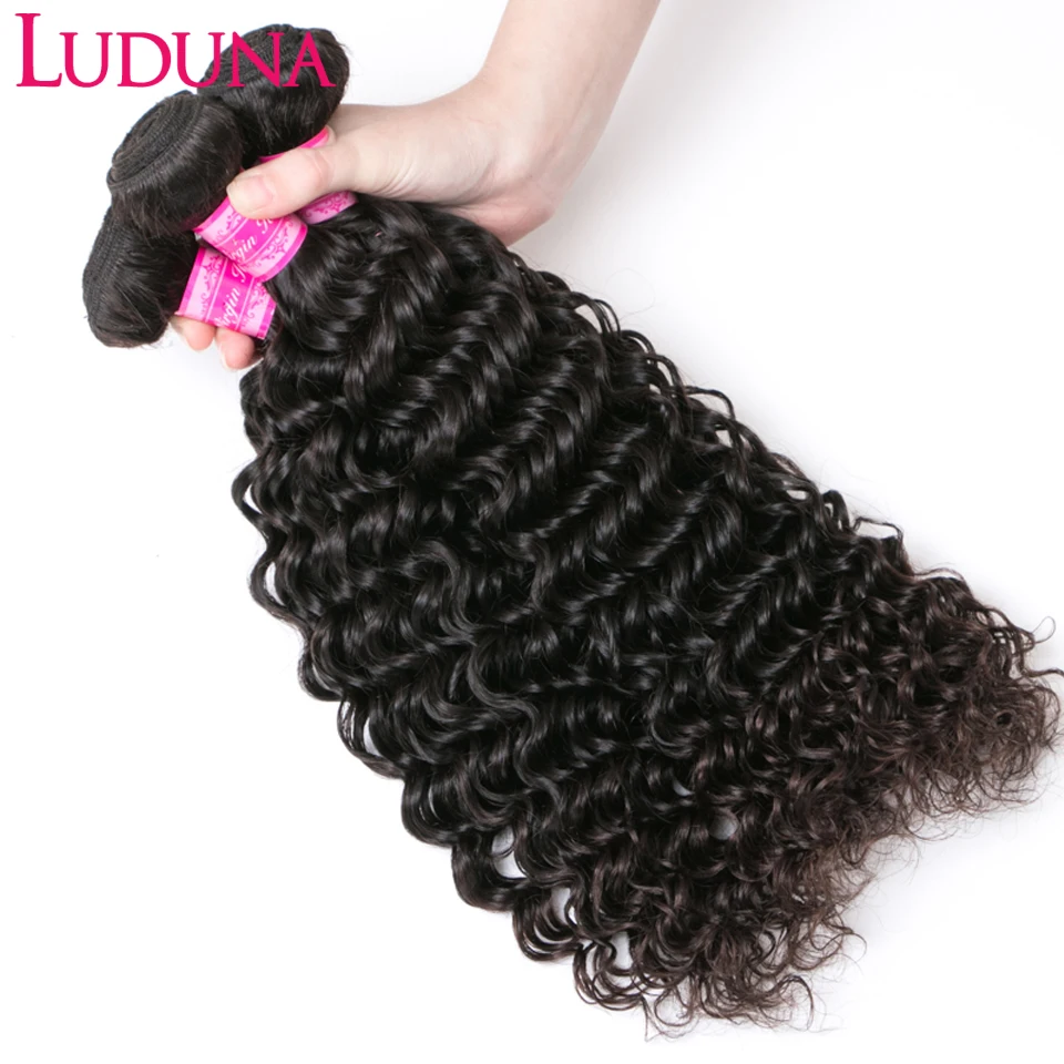 Luduna перуанские волнистые пучки натурального черного цвета 1/3/4 шт. человеческих