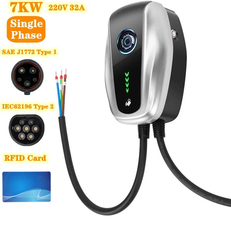 GKFLY 32A 7KW Type1 SAE J1772 Type2 IEC6219-2 EV зарядное устройство электромобиль зарядная станция