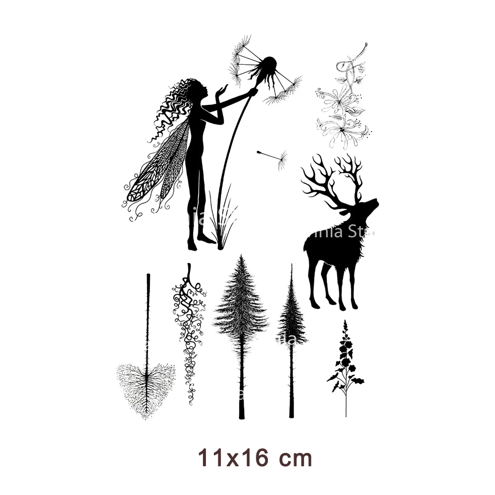 

New Arrival Tree Deer Fairy Clear Stamps for DIY Scrapbooking Card Transparent Silicone Stamp Making Photo Album Crafts Decor