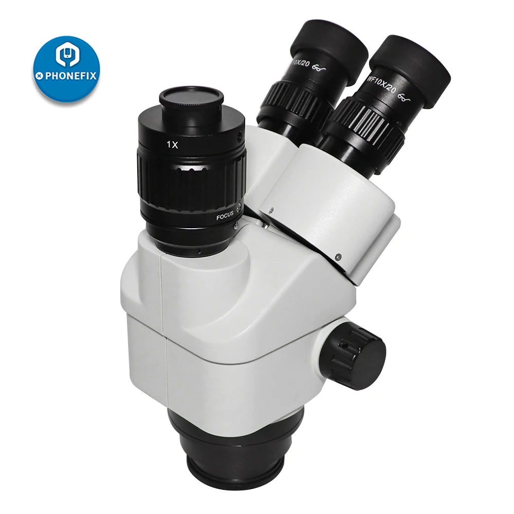

SZMN 7X-45X Continuous Zoom Trinocular Stereo Microscope Head WF10X/20 Super Wide-Field Eyepiece 1.0X CTV HD Camera Interface